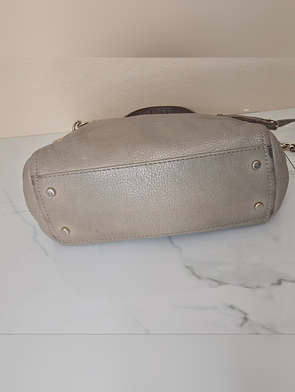 Kate Spade New York Pebbled Leather Satchel Crossbody Taupe Beige Bag - Picture 8 of 10